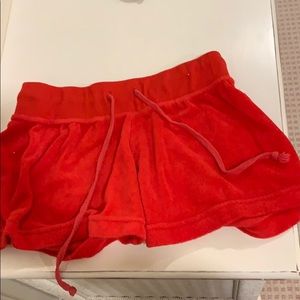 Red terry cloth shorts